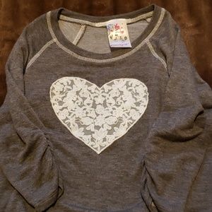 Jenna & Jessie Lace Heart Long Sleeved Shirt